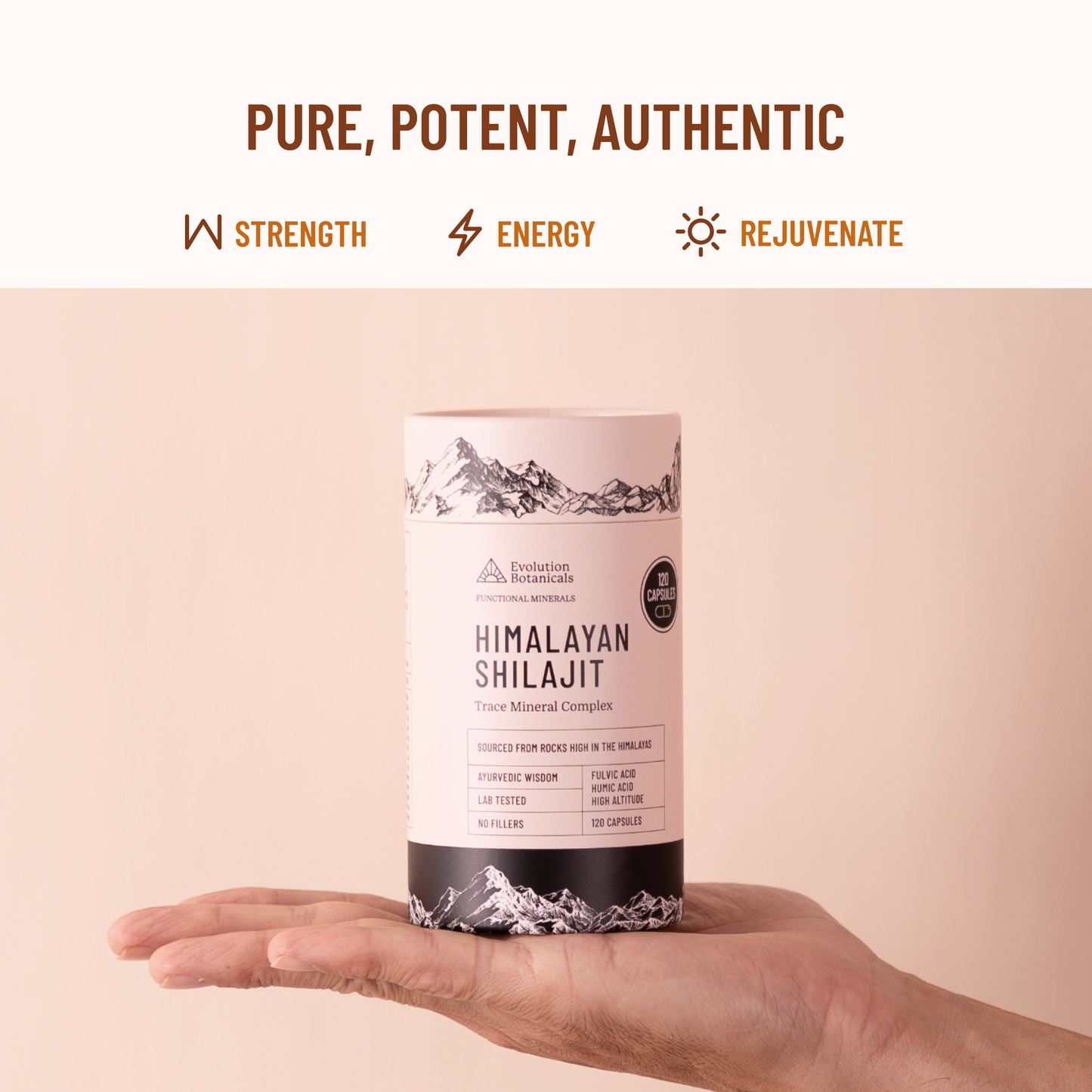 Himalayan shilajit capsules being held on a palm