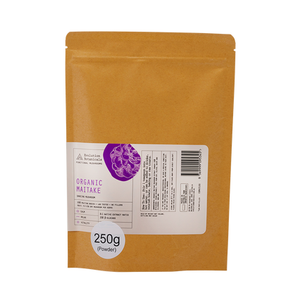 250g of Maitake mushroom powder inside a resealable paper pouch