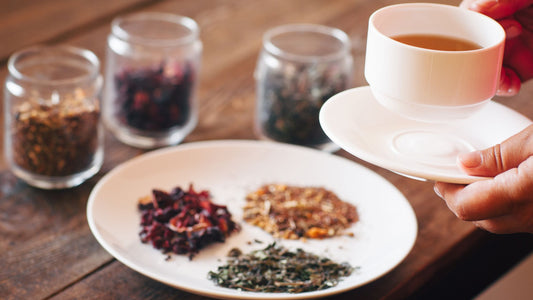 Mushroom powders and tinctures with a cup of mushrooms