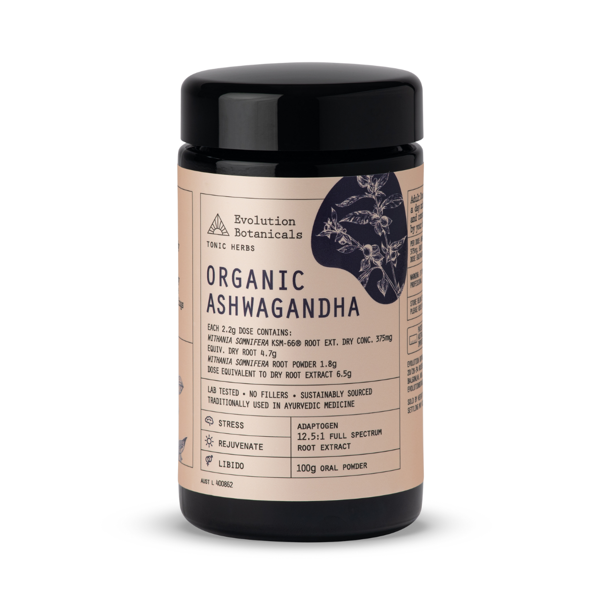 Organic Ashwagandha Jar Front