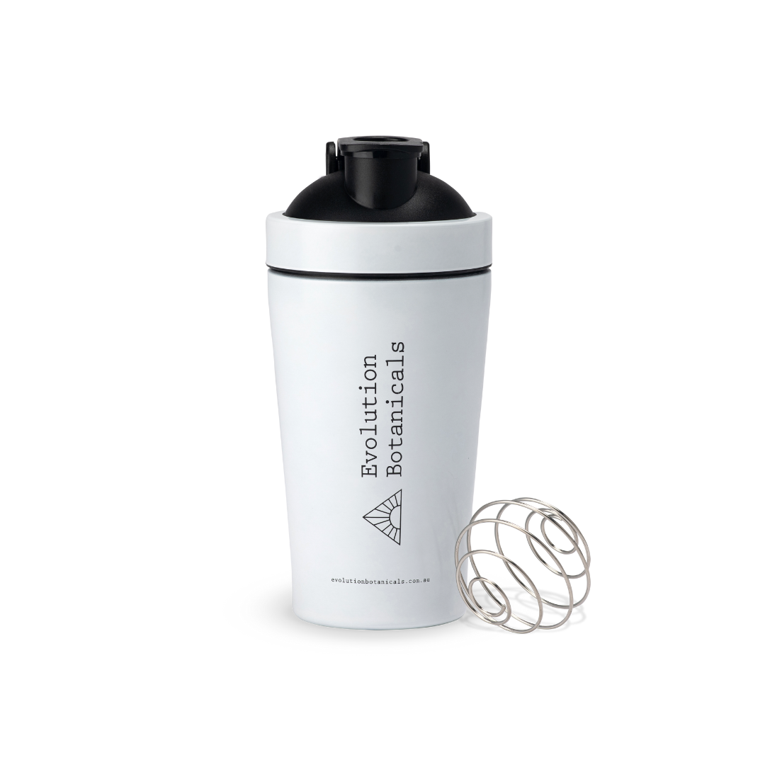 Evolution Botanicals Stainless Steel Shaker 600ml Bottle with metal coil mixer