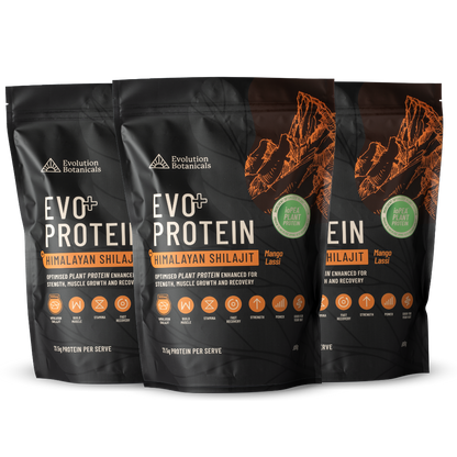 Three bags of Evo Protein+ Shilait - Mango Lassi