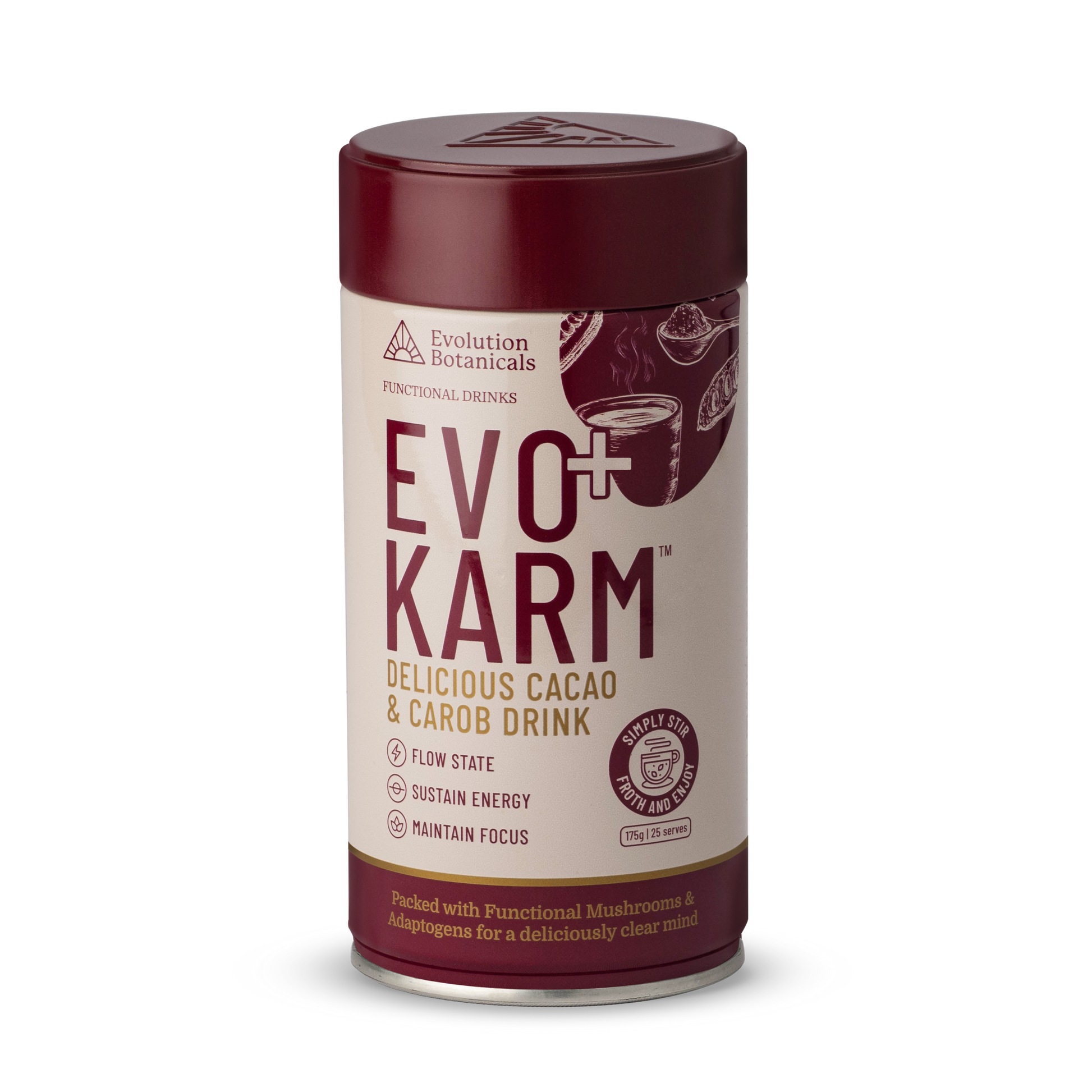 EVO+ Karm Cacao Front of Tin