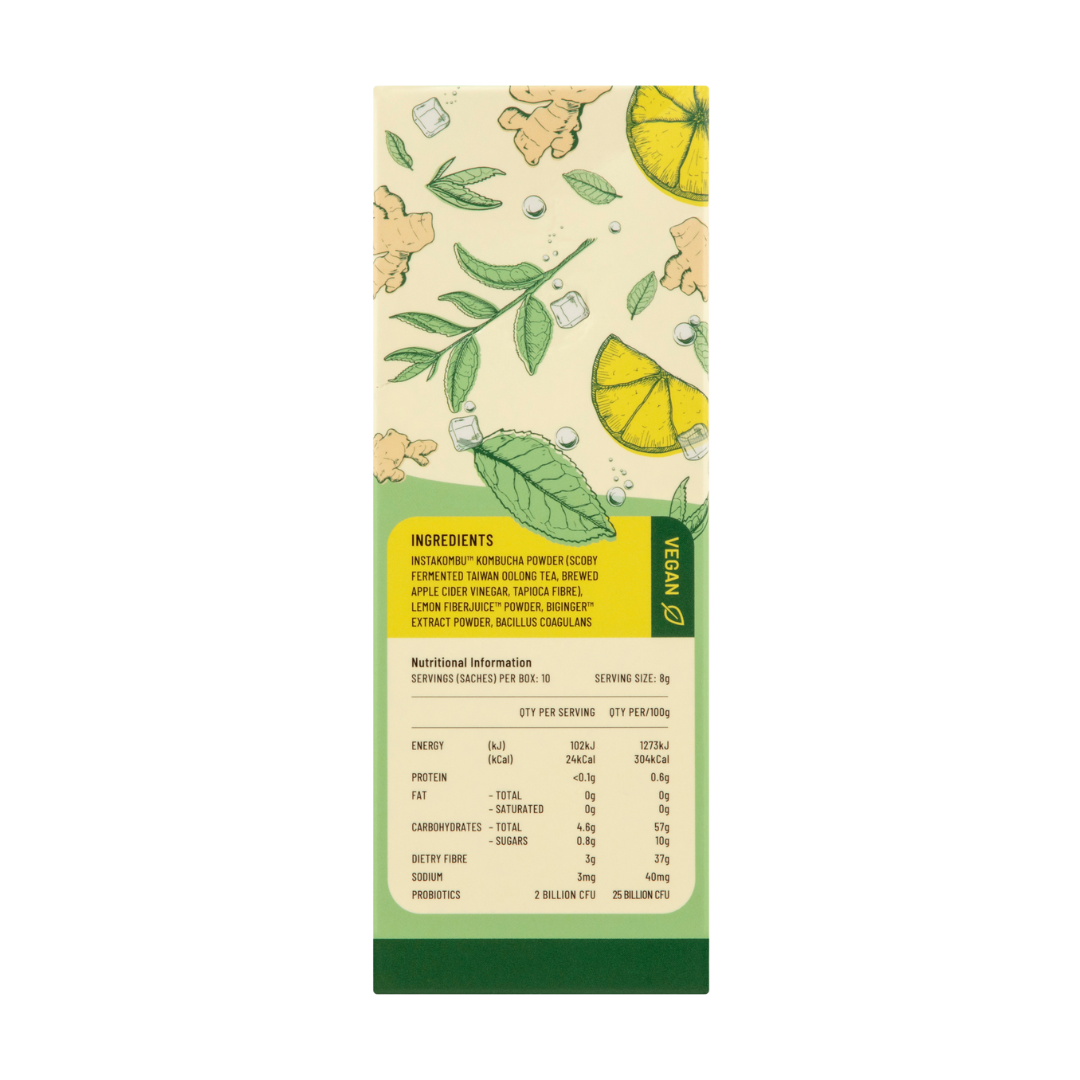 Side image of Ready Set Kombucha showing ingredients and nutritional panel