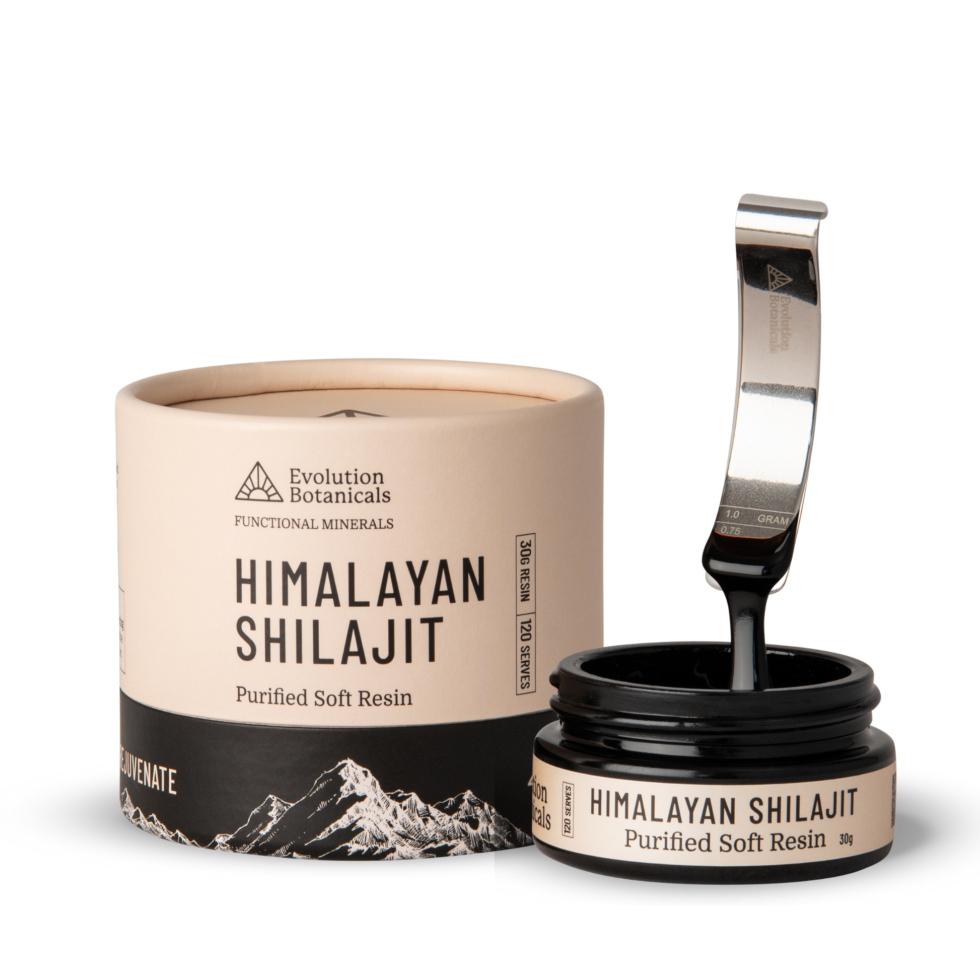 Evolution Botanicals Himalayan Shilajit Resin Scoop Front