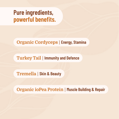 List of health benefits with ingredients on a beige background