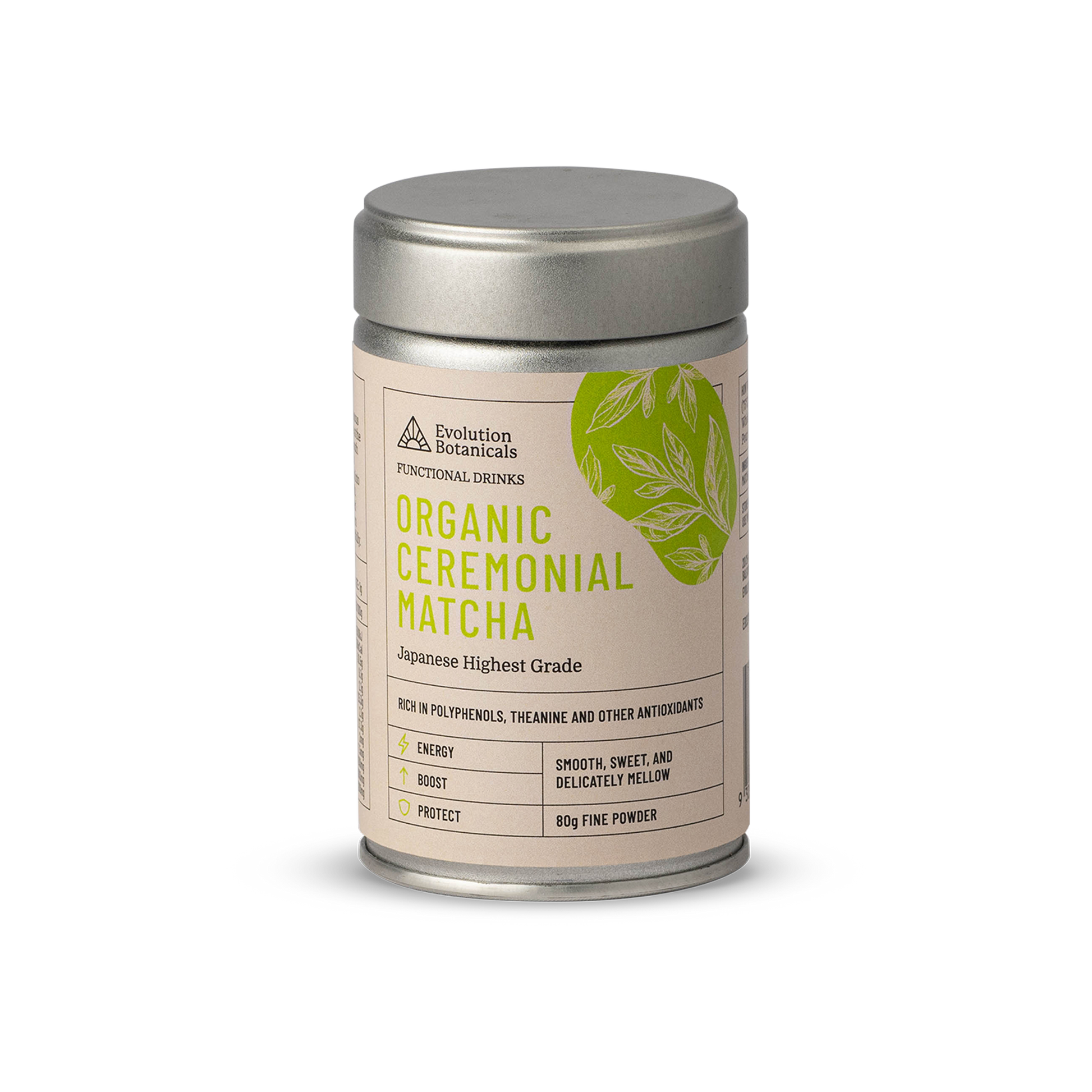 80 gram tin of Organic Ceremonial Matcha. 