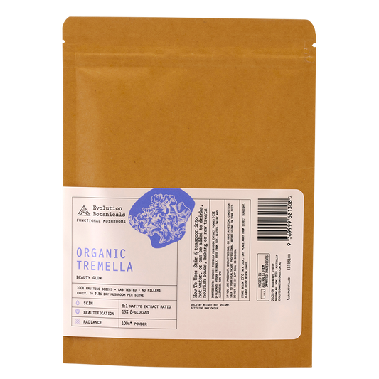 100g of Organic Tremella powder inside a resealable paper pouch